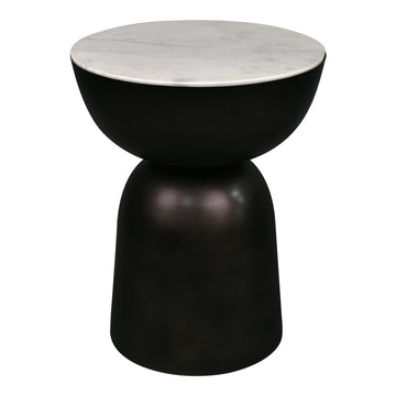 Atarah 16" Contemporary Natural Marble/Metal Handmade Hourglass End Table - JONATHAN Y